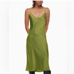 ARITZIA Wilfred Only Midi Slip Dress in Chartreuse Green - Size XS
